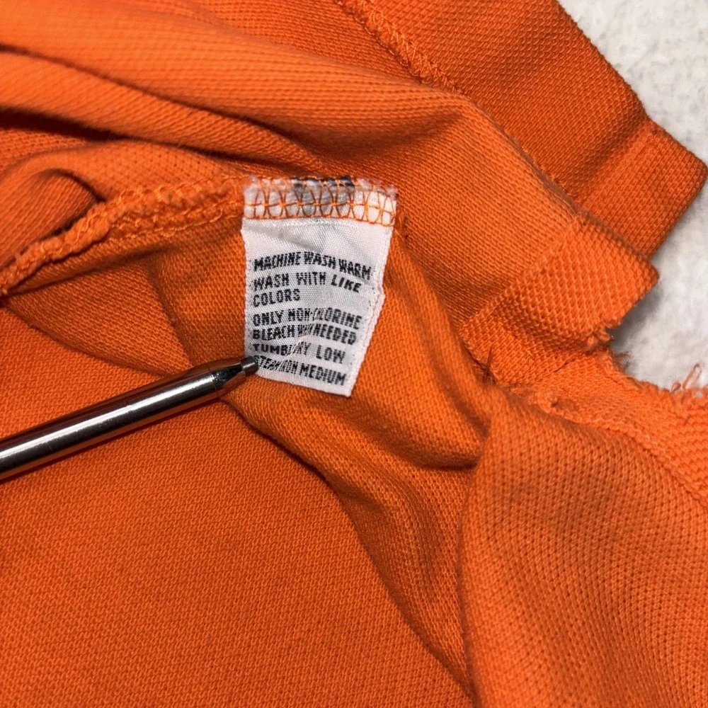 Vintage 90s Y2K Polo Ralph Lauren XL Orange Green Pony Polo Shirt Preppy Worn